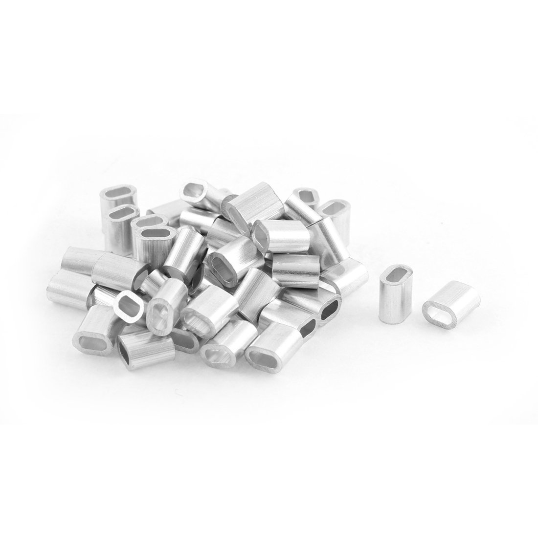 Sourcingmap Oval Aluminum Sleeves Clamps for 2mm Wire Rope Swage Clip 50pcs