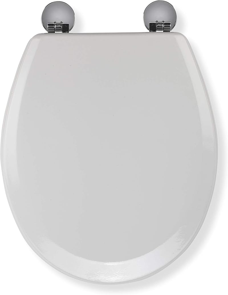 Croydex Como White Wooden Toilet Seat with Adjustable Hinges