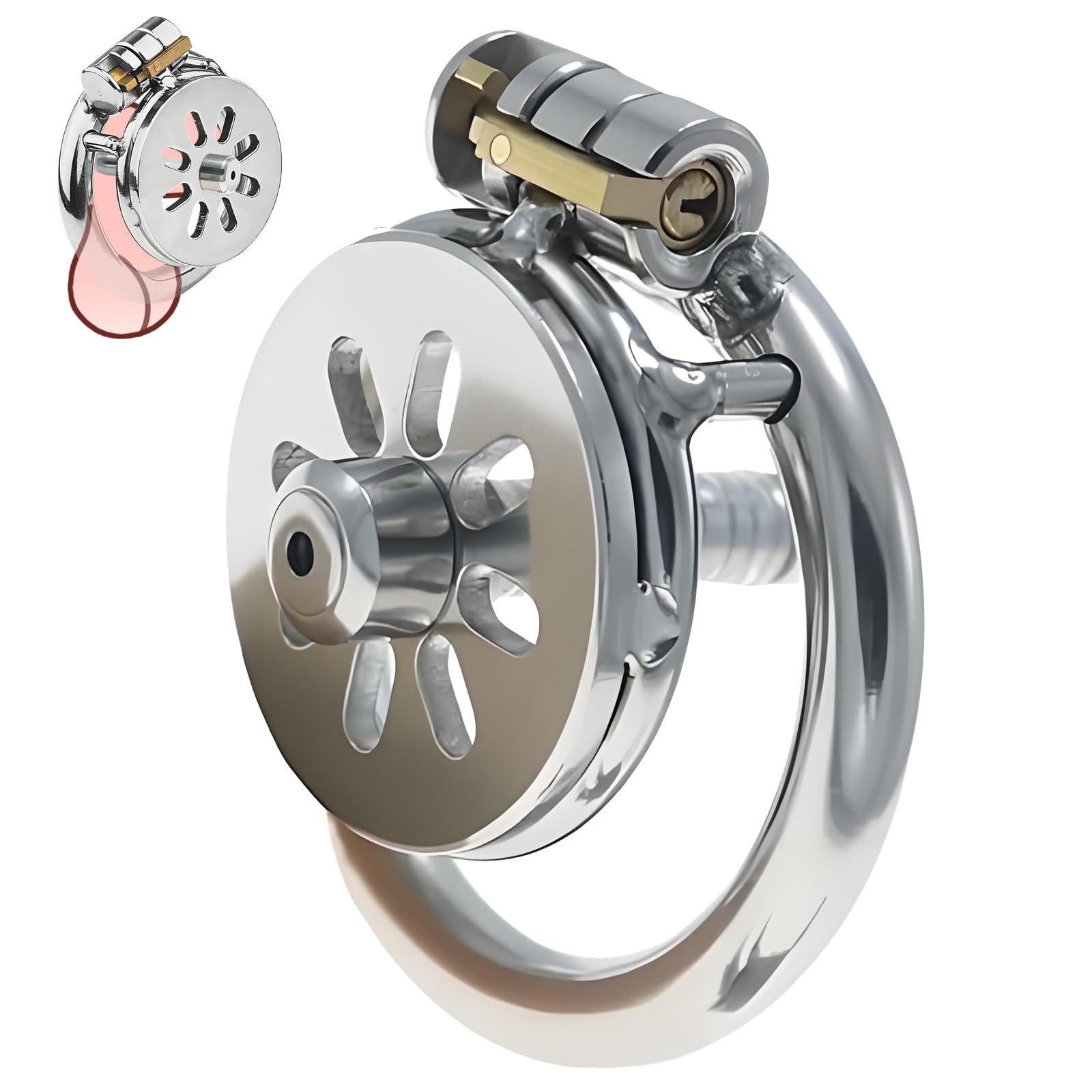 Inverted Chastity Device Male Cage with Short Silicone Tube Adult Toys Stainless Steel Chastity Cage Press Chastity Lock Beginner Cage Penis Cage Penis Ring Erection Ring Bondage Couple for Men