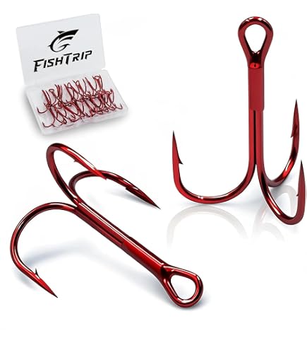 Amazon.com : 30pcs Fish WOW! Size #12 Fishing 3X Strong Treble Hooks Red  Standard Shank Round Bend Size12 : Sports & Outdoors