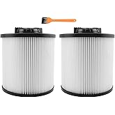 2 Pack Cartridge Filter Replacement for DEWALT DXVC6910 6-16 Gallon Wet Dry Vac, Compatible with DeWalt DXV06P DXV09P DXV10P 
