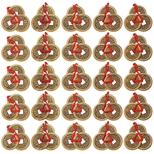 Boao Chinese Fortune Coins Feng Shui Coins I-ching Coins Traditional Coins with Red String for Wealth and Success, 5 Styles (25)