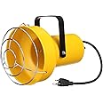 Fostoria TPI Corporation DKL-INC Loading Dock Light Head Assembly – 120V, 300W Max, No Bulb Included, Safety Yellow Housing w/Black Steel Yoke, Guard, On/Off Switch and 14" Long Cord with Plug