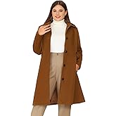 Agnes Orinda Women's Plus Size Single Breasted Belted Winter Long Coat