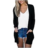 Cardigan for Women, cooki Womens V-neck Long Sleeve Open Front Lightweight Cardigan With Pockets Plus Size Outerwear