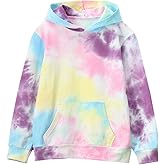Deeorla Little Boys Girls Cotton Tie Dye Hoodies Long Sleeve Pullover Sweatshirts for Big Kids 5-15Years