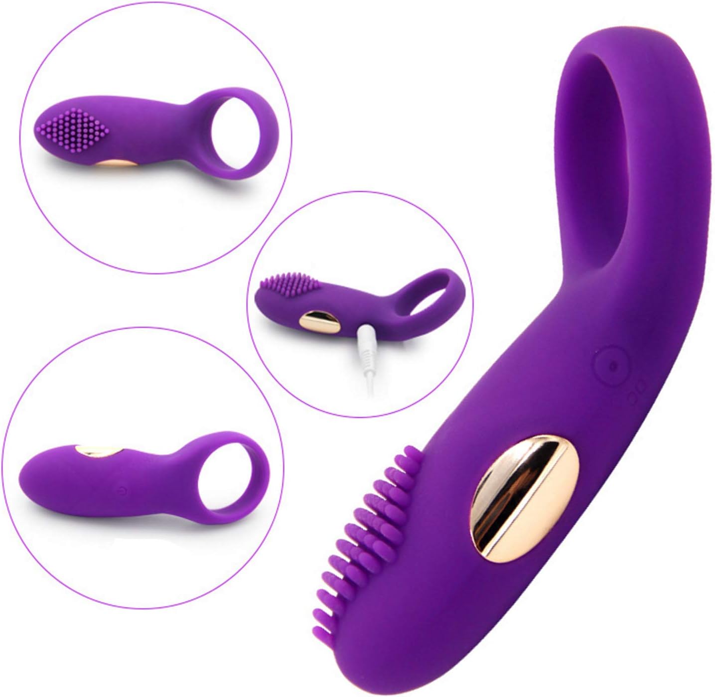 wljldjadasdgas Silicone Vibrantor Dual Clock Rings Dido Enhancing Portable Size Sexy Toys for Women Men Couple Secret Packing