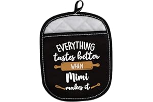 LEVLO Best Mother Father Baking Cooking Gifts Everything Tastes Better When Mimi/Grandma/Nana/Papa/Nonna/Gigi Makes It Oven Mitts (Mimi)