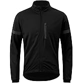 RISESBIK Men's Cycling Jacket Winter Cycling Clothing Windproof Waterproof Thermal Softshell Bike Windbreaker Zipper Pockets