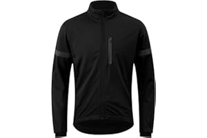 RISESBIK Men's Cycling Jacket Winter Cycling Clothing Windproof Waterproof Thermal Softshell Bike Windbreaker Zipper Pockets