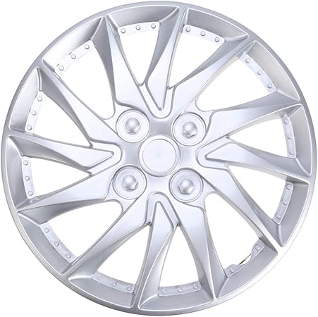 Amazon Vorcool ホイールキャップ ホイールカバー 14インチ タイヤキャップ 車 汎用 １枚 シルバー ホイールカバー 車 バイク
