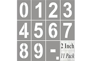 REOLAN 2 Inch Large Number Stencils for Painting - 11 Pack Number Stencil Templates for Curb Address, Cakes, Cookies, Mailboxes and Crafts, Reusable House Numbers Stencils for Wood Signs & Cement Wall Art