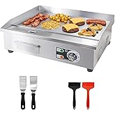 ExGizmo 22" Commercial Electric Griddle,Electric Countertop Flat Top Griddle,110V 1600W Electric Flat Top Grill,Non-Stick Restaurant Teppanyaki Stainless Steel Grill,Adjustable Temperature Control