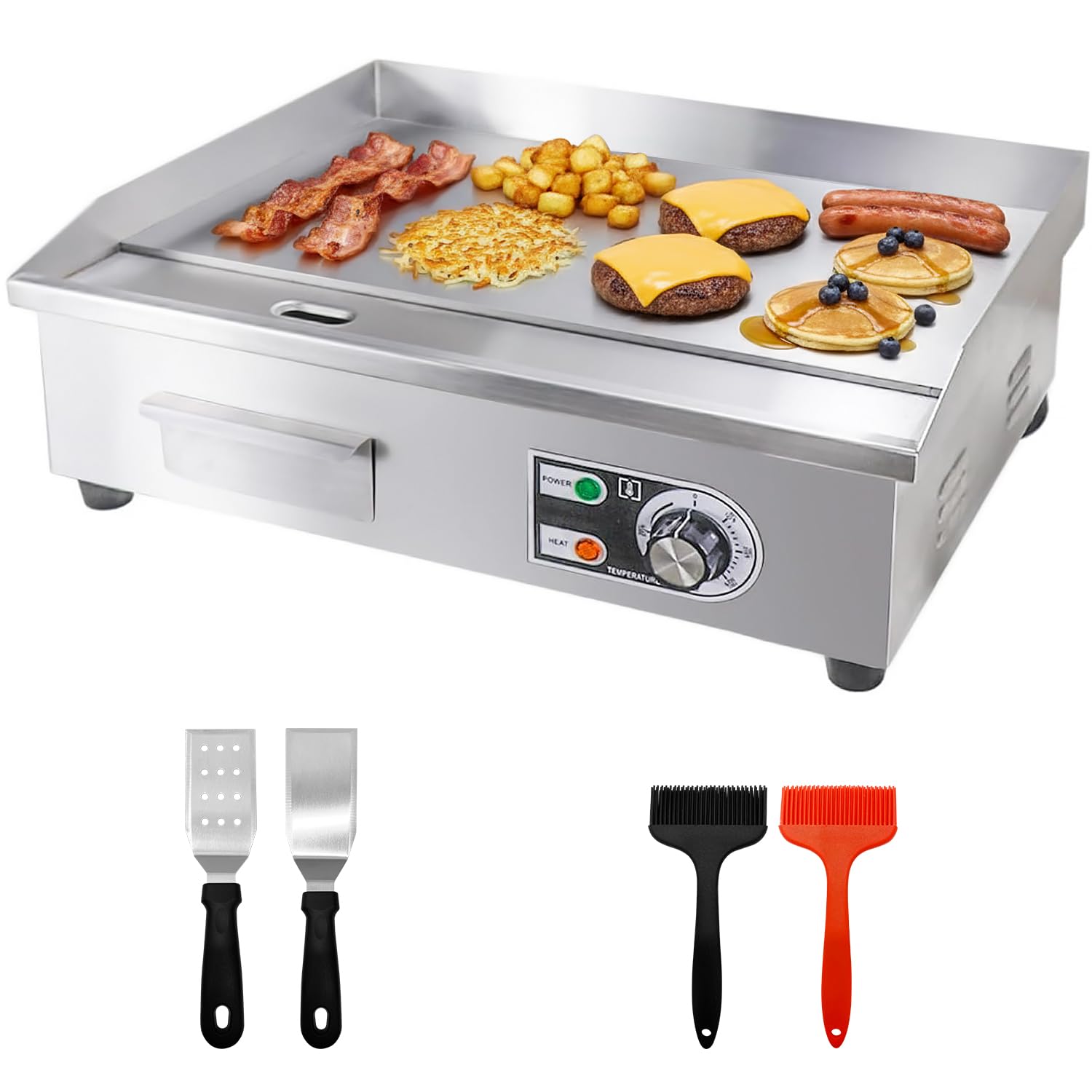 Photo 1 of ExGizmo 22" Commercial Electric Griddle,Electric Countertop Flat Top Griddle,110V 1600W Electric Flat Top Grill,Non-Stick Restaurant Teppanyaki Stainless Steel Grill,Adjustable Temperature Control