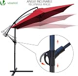 VOUNOT 3m Cantilever Garden Parasol Red with Crank Tilt 360° Sun Shade view 2