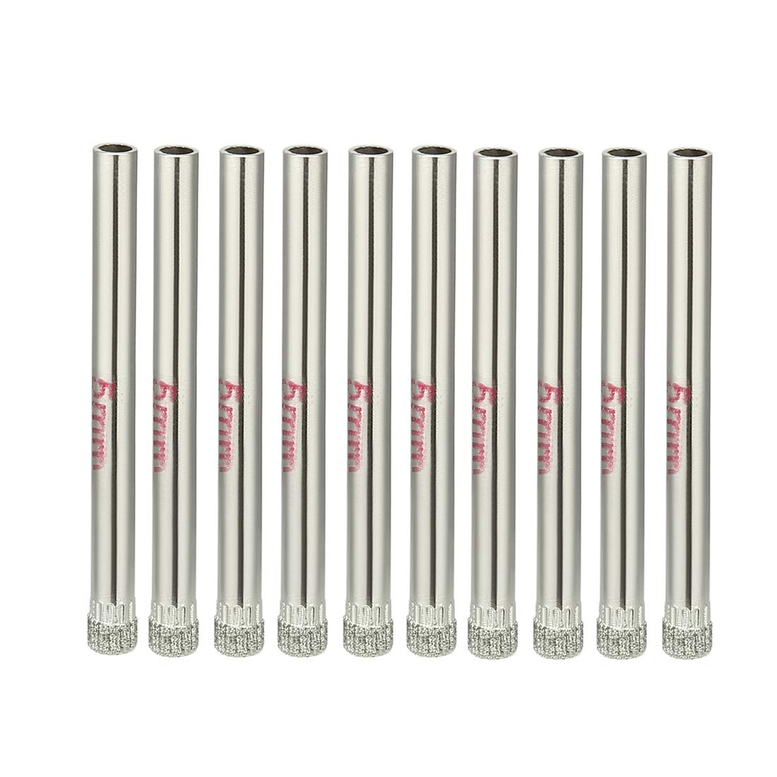sourcingmap 10PCS 1/5-inch/5mm Diamond Coated Hole Saw Drill Bits for Glass Ceramic Tile Marble Rock Porcelain Bottles Pots Brick