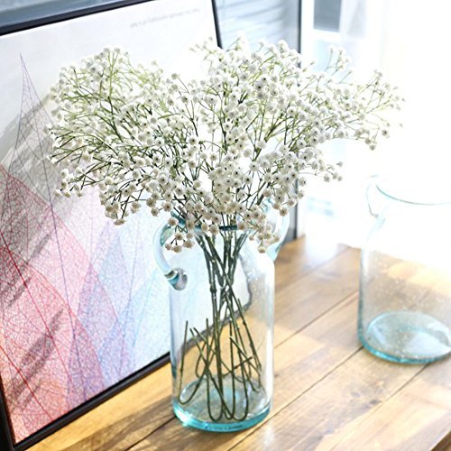 Miracliy 6pcs Gypsophila Artificial Flowers 26'' Artificial Baby Breath Flowers for Wedding Party Home Decor (White)