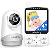 HelloBaby Baby Monitor No WiFi, 4" IPS Screen, 2800mAh Battery (26H ECO), Portable Baby Camera Monitor with Pan-Tilt-Zoom, Ni
