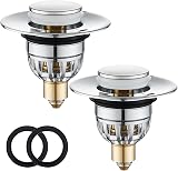 Tomario 2 Pack Sink Plugs Pop Up Drain 34-40mm Stainless Steel