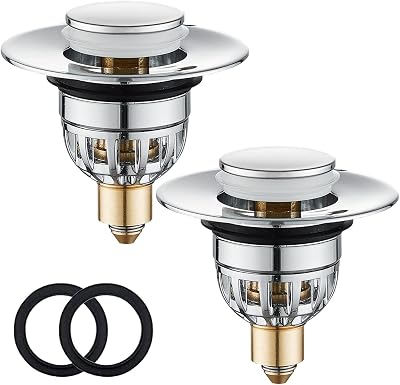 Tomario 2 Pack Sink Plugs Pop Up Drain 34-40mm Stainless Steel