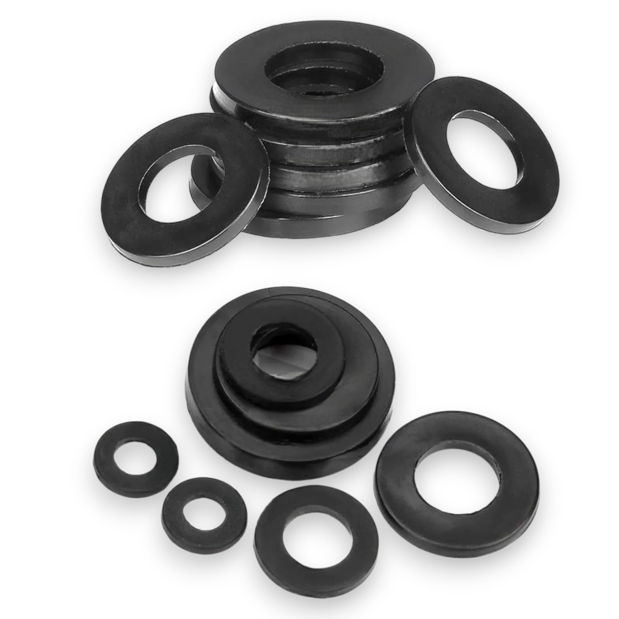 Nylon Black Penny Washers Plastic Repair Washer Assortment Set for M3 M4 M6 M8 M10 M12 Fasteners - Essential Hardware for Home, Furniture, Automotive, and DIY Projects (Pack of 6) (M10 x 30mm)