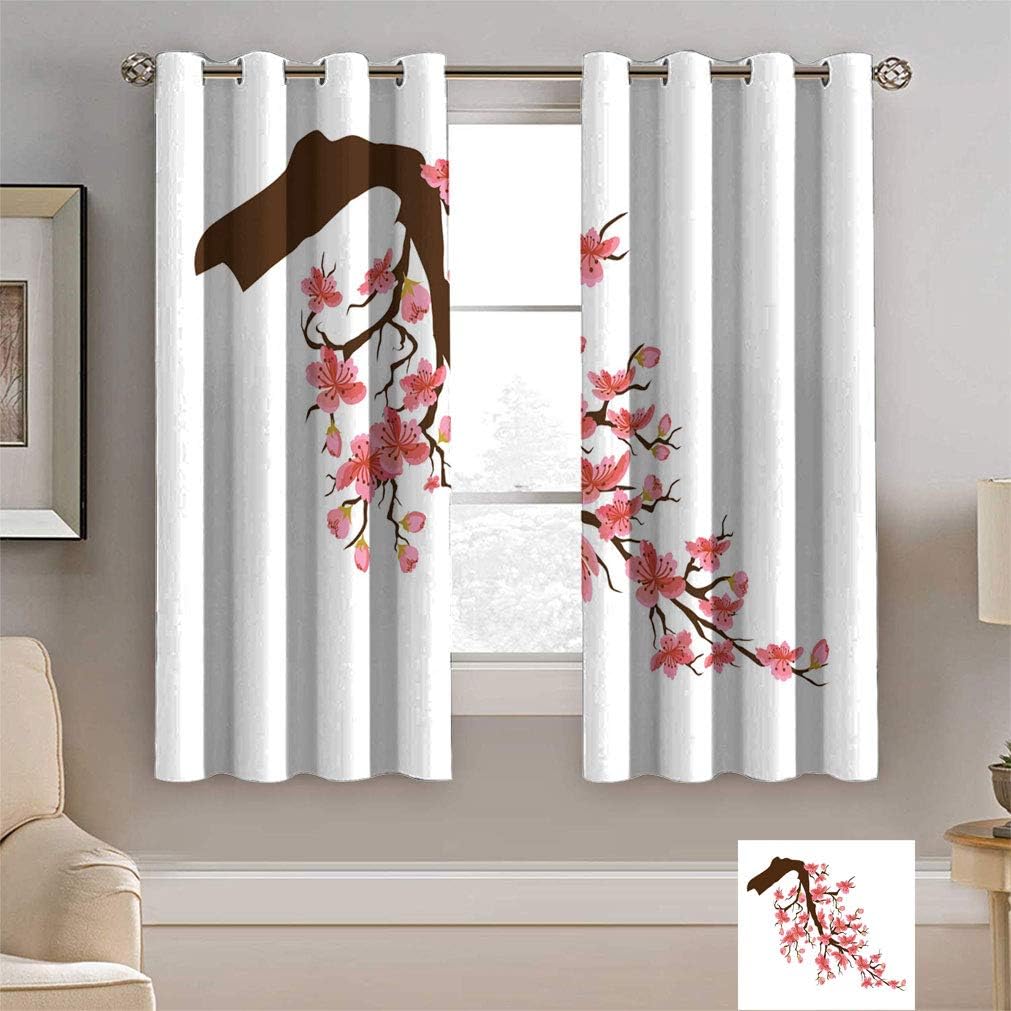 Greatdecor Cherry Flower Thermal Insulated Curtains, Sakura
