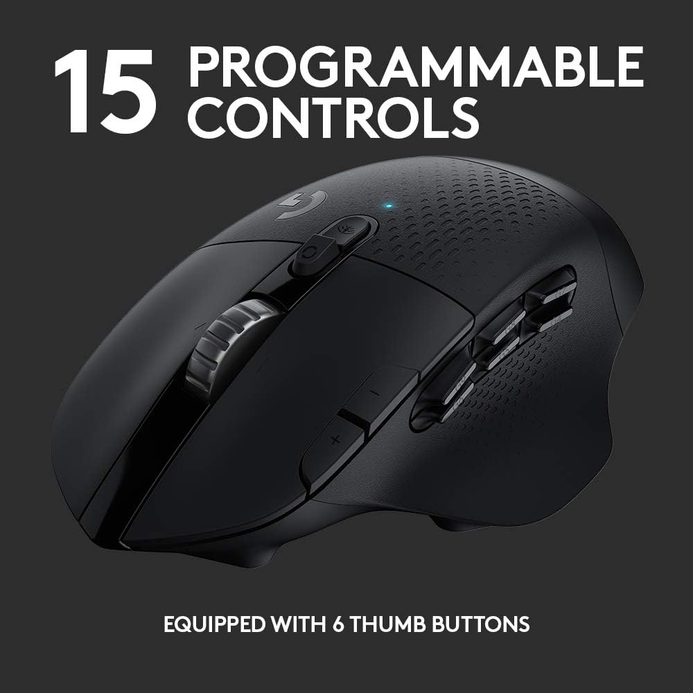 Logitech G604 LIGHTSPEED Wireless Gaming Mouse with 15 programmable controls, up to 240 hour battery life, dual wireless connectivity modes, hyper-fast scroll wheel: Computers & Accessories