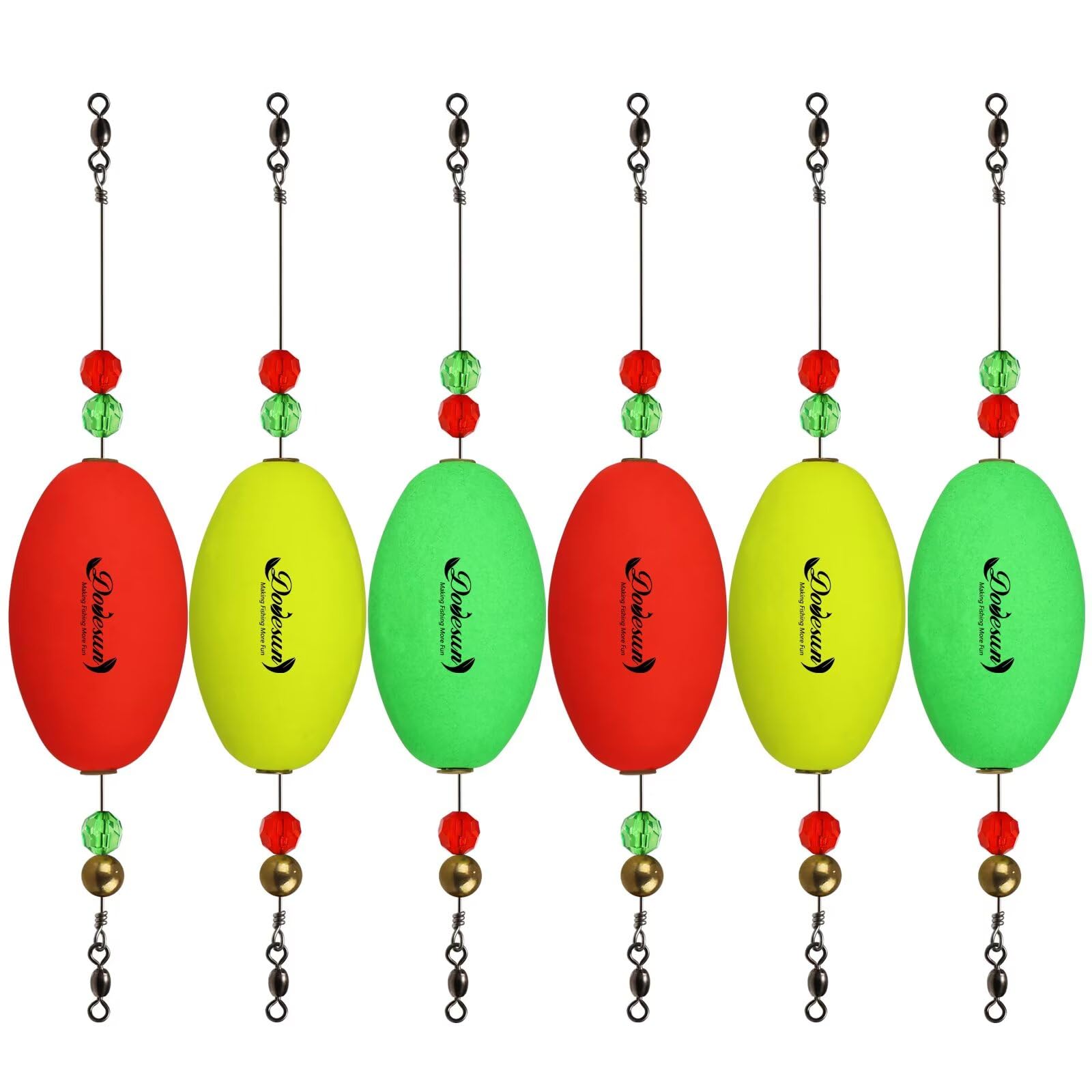 Dovesun Fishing Bobbers Popping Cork Weighted Fishing Floats Fishing Corks Popping Corks for Saltwater Freshwater B-Oval-Buoyancy 30g-6pcs