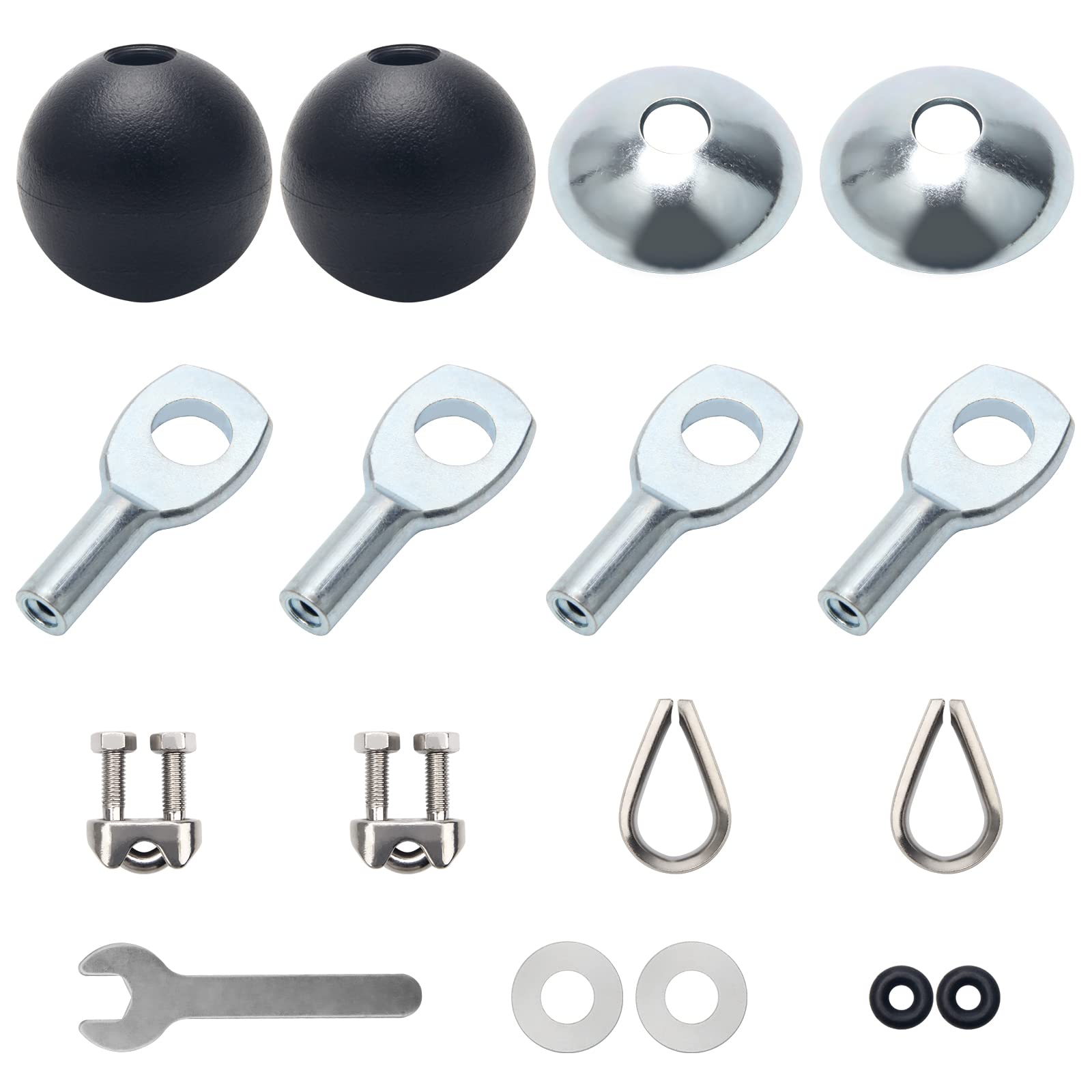 Windspeed 17Pcs Cable Attachments for Gym, Solid Rope Attachment for 5mm Fitness Pulley Cable Machine Gym Equipment For Home Gym Rope Replacement Parts (17)