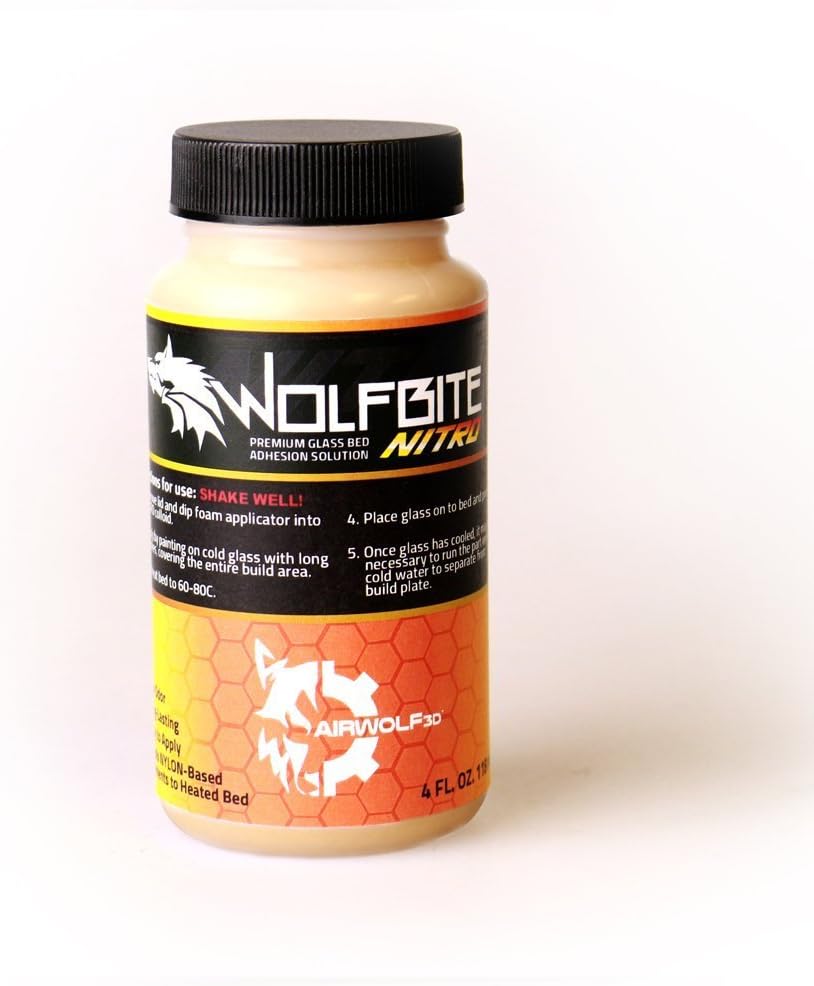 Airwolf 3D A23304 Wolf Bite Nitro Premium Heatbed Adhesion Solution for Nylon, 4 oz.