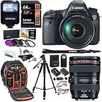 Canon EOS 6D 20.2 MP CMOS Digital SLR Camera with EF24-105mm IS Lens Kit + Lexar 64GB Memory Card + Ritz Gear Bag + 57
