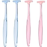 4pcs Eyelid Brushes, Silicone Plastic Ultra Soft Eyelid Margin Cleansing Brushes Practical Cleansing Tool Accessories for Gently Cleaning Oil and Dirt (2 Colors)