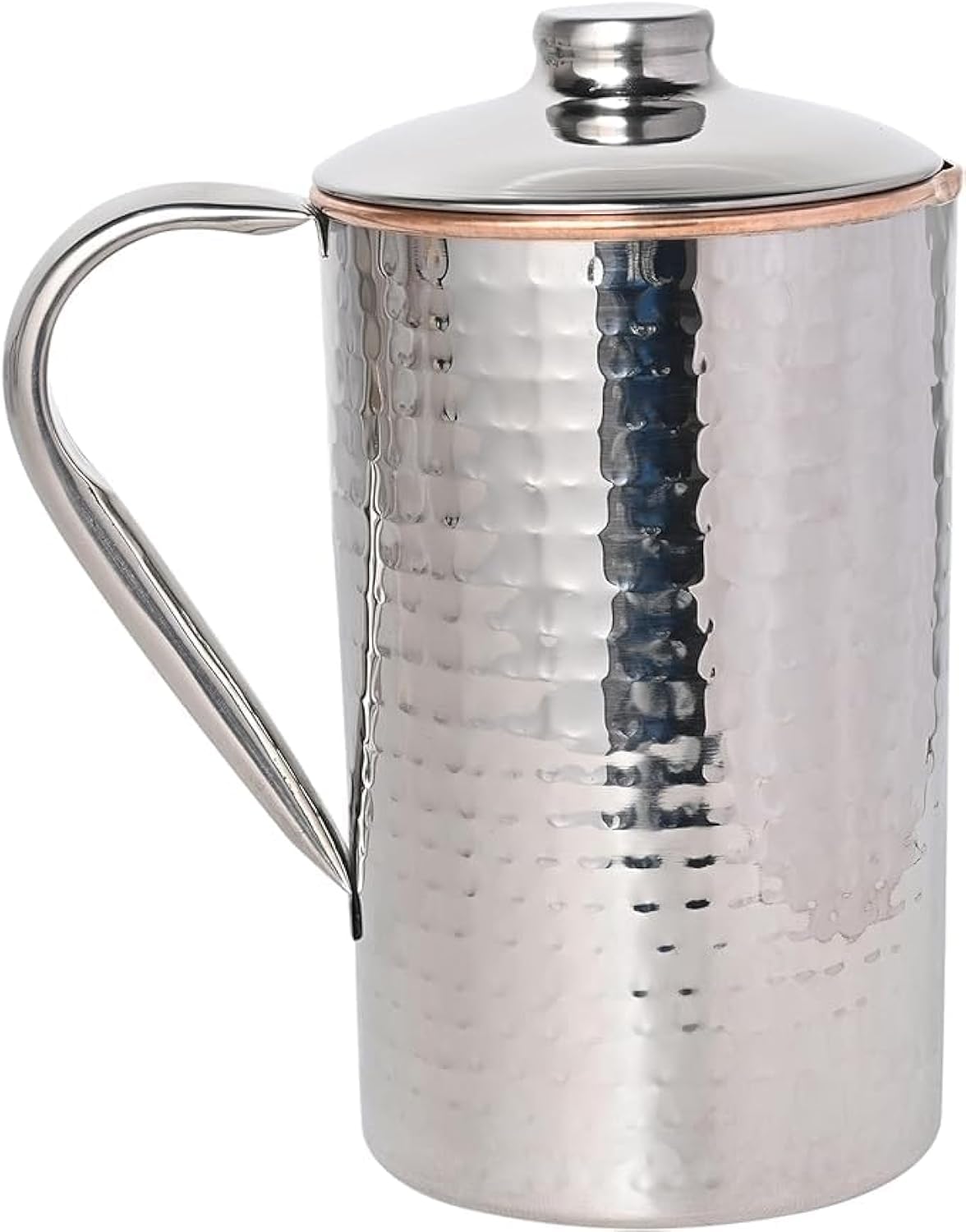 Hammered Copper and Stainless Steel Jug | Outer Stainless Steel and Inner Copper Jug for Ayurveda Health Benefits (1.5 Liter)