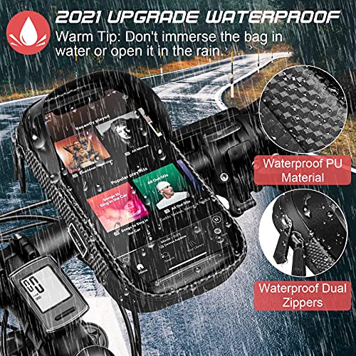Fahrrad Handyhalterung Wasserdicht Handy Fahrradhalterung Fahrradtasche Lenker, Halterung Fahrradlenker Motorrad Handyhalter Lenkertasche Rahmentasche Berührbar Drehbar für 5.5 - 7.0 Zoll Smartphone