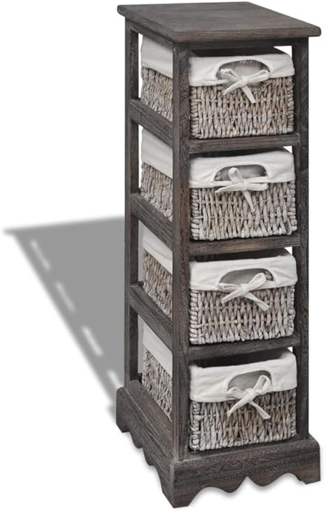 vidaXL Holz Schränkchen Korbregal Korbkommode Nachtschrank 4