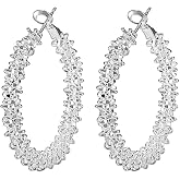 Lucare Women Hoop Earrings Jewelry 925 Sterling Silver Stars Design Hook Earrings Eardrop JewelryWedding Gift Sliver