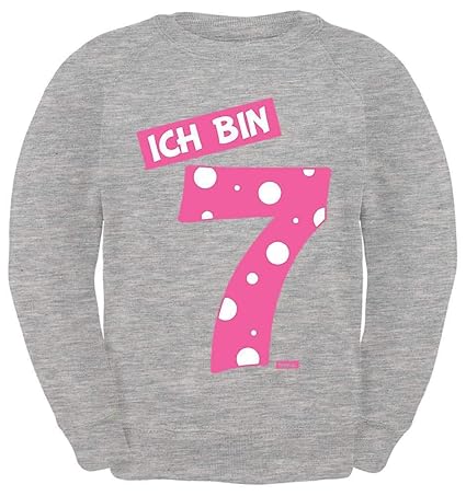 HARIZ Kinder Sweater Ich Bin Sieben Zahlen Pink 7 Geburtstag Kinder Geschenkidee Inkl. Geschenk Karte