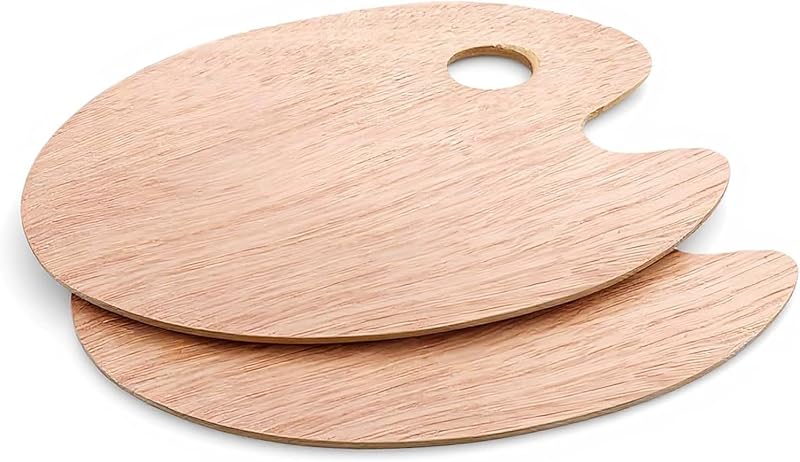 Redreo Wooden Paint Palette 2 Pack with Thumb Hole for Artists