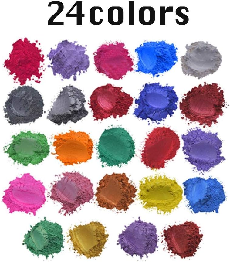 Steadyuf Natural Mica Mineral Powder Epoxy Resin Pigment Slime Pigment with Pearlescent Pearl Luster for Bath Bomb, Soap Making, Nail Art, Eye Shadow, Candle Making, 24, 30, 52 Colors