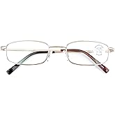 V.W.E. Modern Rectangular Metal Slim Lightweight Progressive Clear Reading Glasses - Zero Power on Top - No Bubble