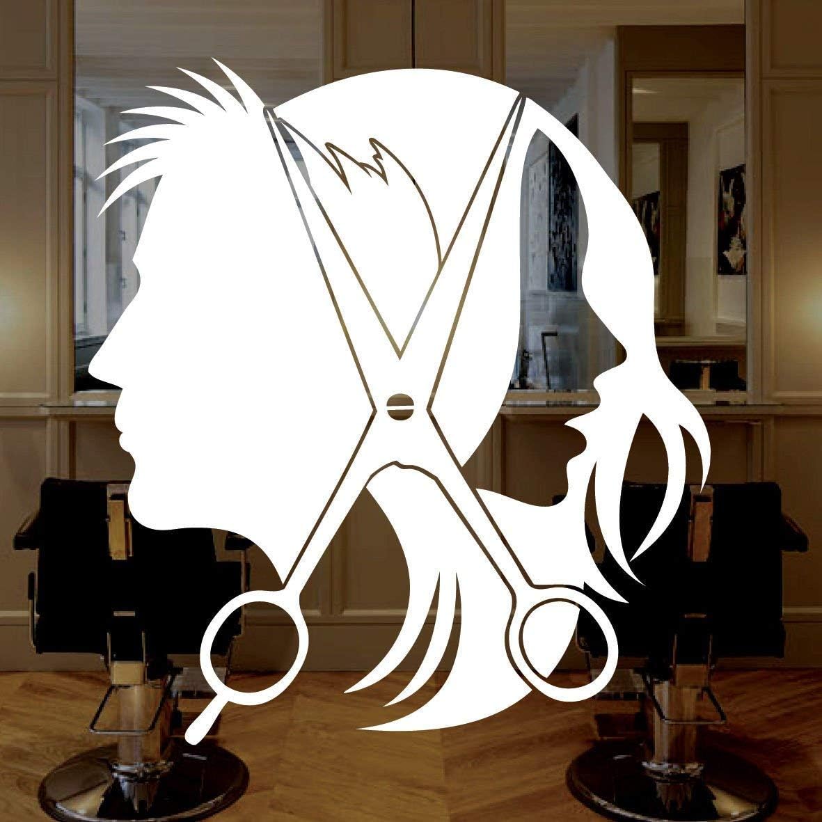 FAWER Unisex Hair Scissors - Vinyl Window Sticker, Decal, Salon, Business Signs