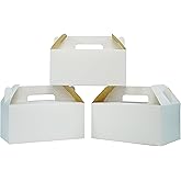PandaPandaPPS 50 Pack White Gable Boxes (8.25"×5"×4") for Foods, Gifts and Party Favors, Goodie Gift Boxes Treat Boxes for Birthday Party, Wedding, Baby Shower
