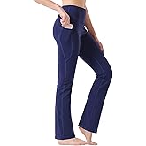 Zeronic Women's High Waist Bootcut Yoga Pants with Pockets Tummy Control Workout Running Pants Long Bootleg Flare Pants