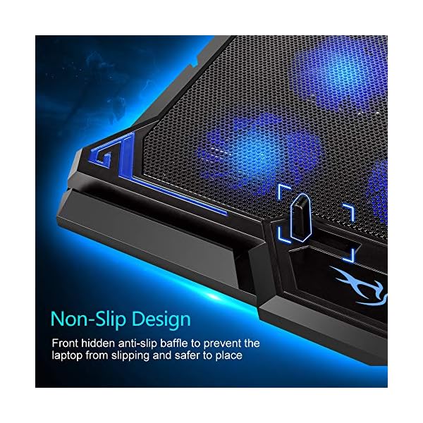 Laptop-Cooling-Pad-Gaming-Laptop-Cooler-Pad-with-6-Ultra-Quiet-Powerful-Fans-Adjustable-height-and-Speed-With-Cool-Blue-LED-Lights-Perfect-for-12-17-laptop-Portable-Cooler-Pad Laptop Cooling Pad, Gaming Laptop Cooler Pad with 6 Ultra Quiet Powerful Fans, Adjustable height and Speed With Cool…