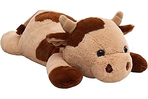 YESGIRL 25.6 inch 5 lbs Cow Weighted Stuffed Animals, Large Weighted Plush Animal, Cute Plush Toy Pillow, Soft Kawaii Plushie Gifts for Adults, Kids, Boys and Girls