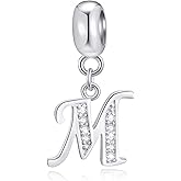 CRISNATA 26 Letter Pendant Charms, Polished 925 Sterling Silver Complete Initial A-Z Dangling CZ Stone Alphabet Beads, fits European Bracelet Necklace, Gift for Mother/Father/Daughter/Son/Sister/Aunt