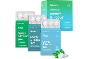 NEUROGUM Neuro Variety Pack Gum - Energy & Focus Gum (Peppermint, Spearmint, Wintergreen) - Nootropic Supplement with Natural Caffeine + L-Theanine for Brain Health - Sugar Free, Vegan - 54 ct, 6 Pack