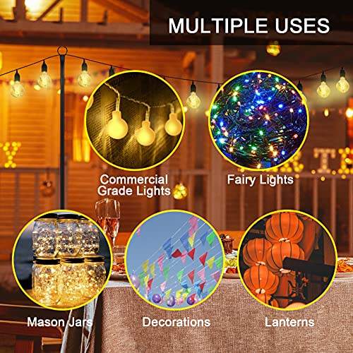 LISM Outdoor String Light Poles, 9 FT Stainless Steel Strong Wind