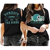 Football Shirt for Women Sunday Funday T Shirt Game Day Tee Cute Print Crewneck Tee