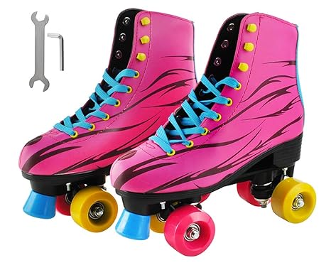Iso Trade Rollschuhe Pink Größe 36-40 RollerSkates Damen Mädchen PVC Rollen 6272